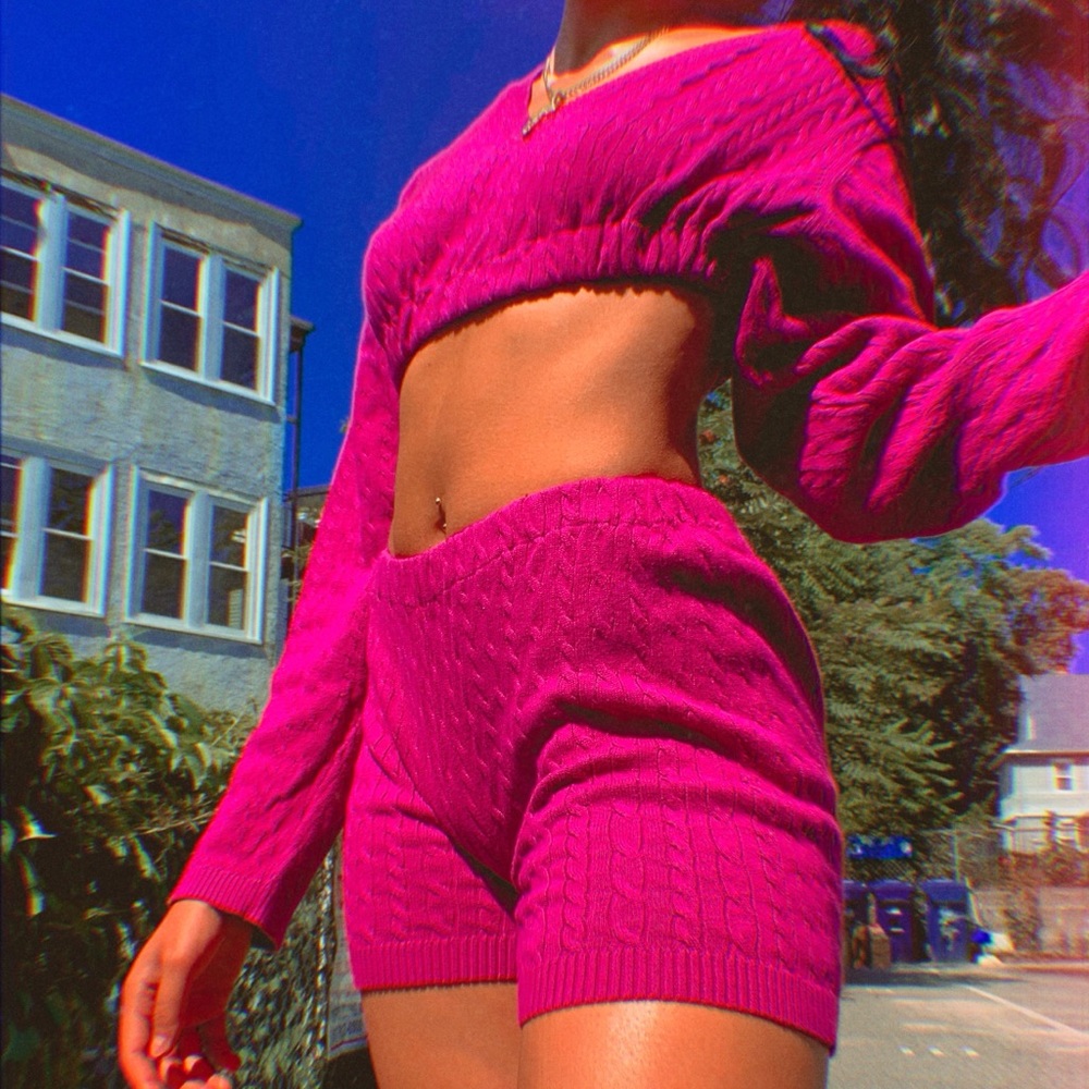Adiva Marie Co. Knitted Sweater 2 Piece Short Set